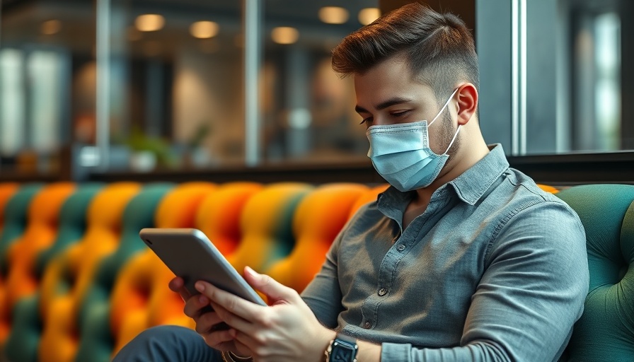 AI avatars in healthcare scene with man using tablet.