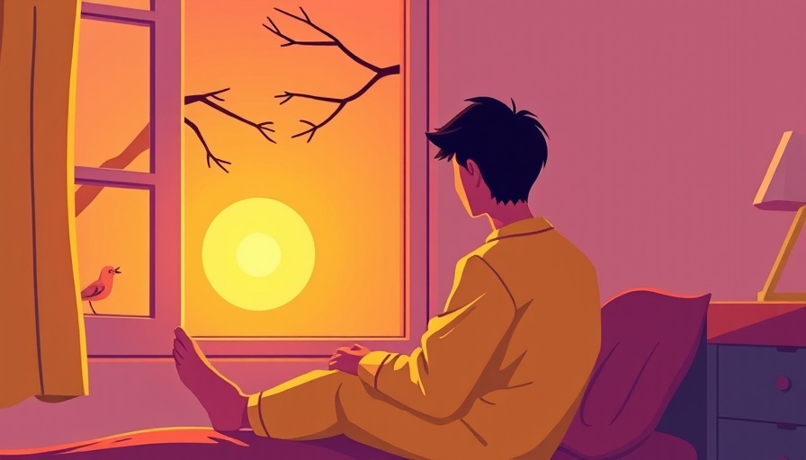 Illustration of a person observing daylight at sunrise, Daylight Saving Time Sleep Tips.