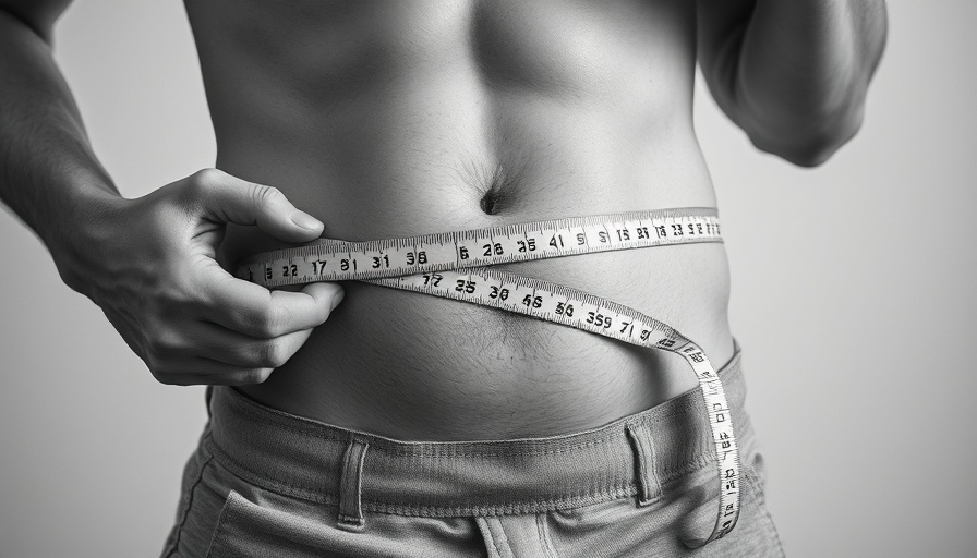 Close-up of measuring belly fat, related to frozen belly fat treatments.