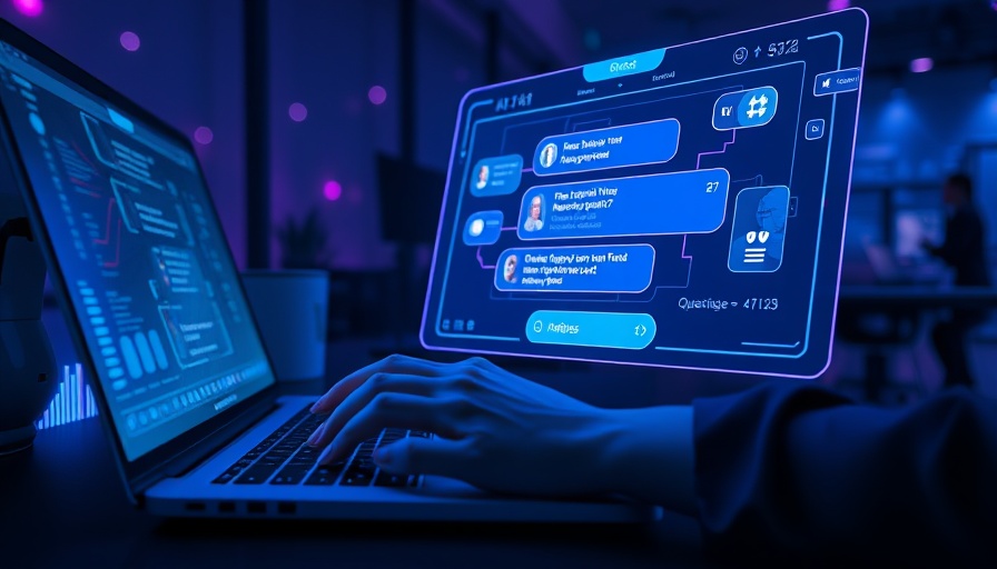 Futuristic AI chat interface on laptop screen