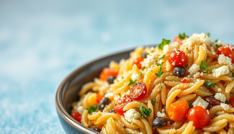 One Pan Meals: Baked orzo with vegetables and cheese.