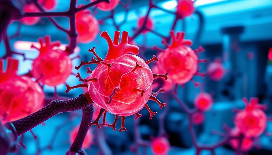 Detailed cardiac cells model in laboratory setting, highlighting cardiac regeneration research.