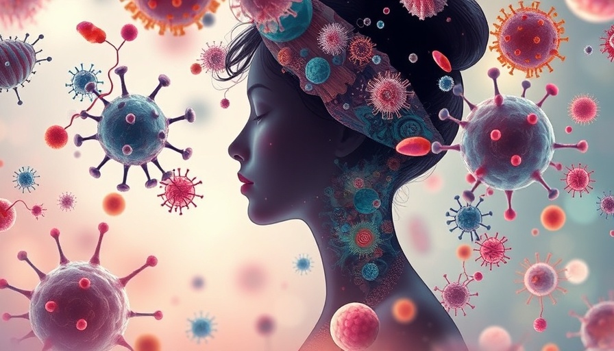 Abstract depiction of Covid's long-term effects through vibrant organic shapes