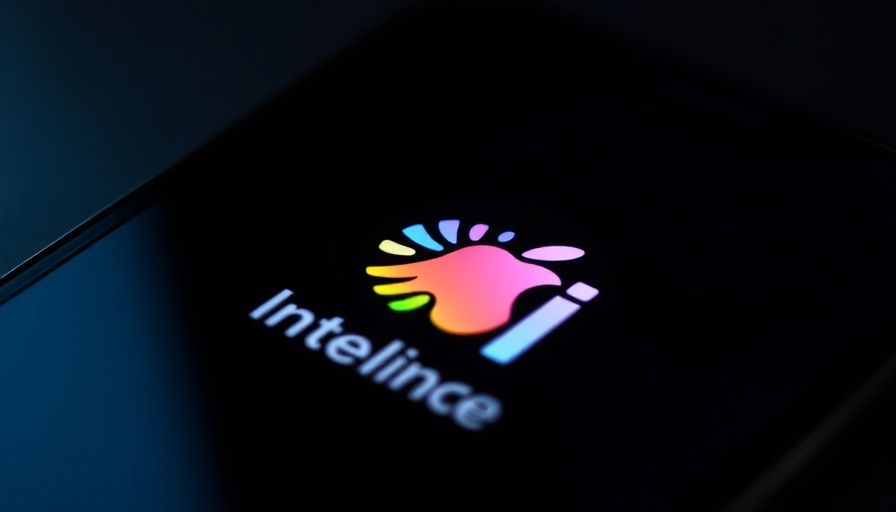 Apple Intelligence AI logo on smartphone screen, glowing in dark.