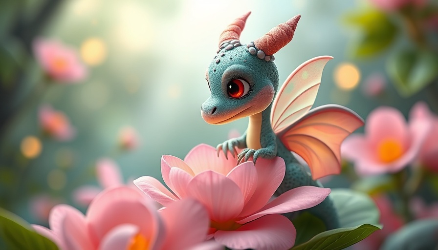 Adorable baby dragon and fairy in magical forest, 3D cartoon style.