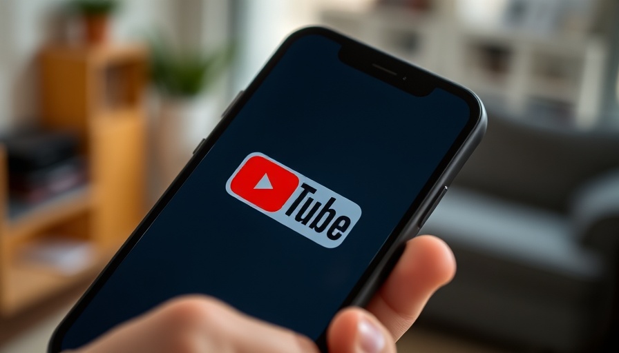 Smartphone displaying YouTube app, held in hand, revolutionizing video content creation.