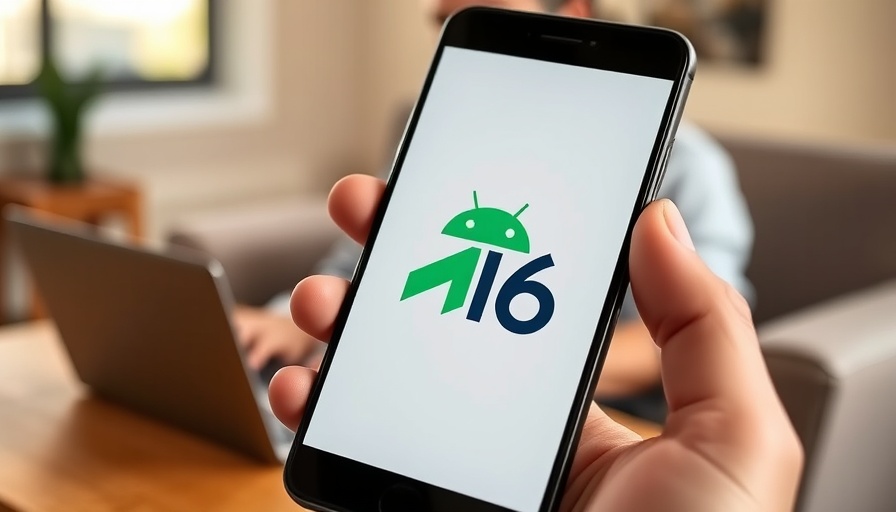 Smartphone displaying Android 16 logo with AI notification summaries on Android.