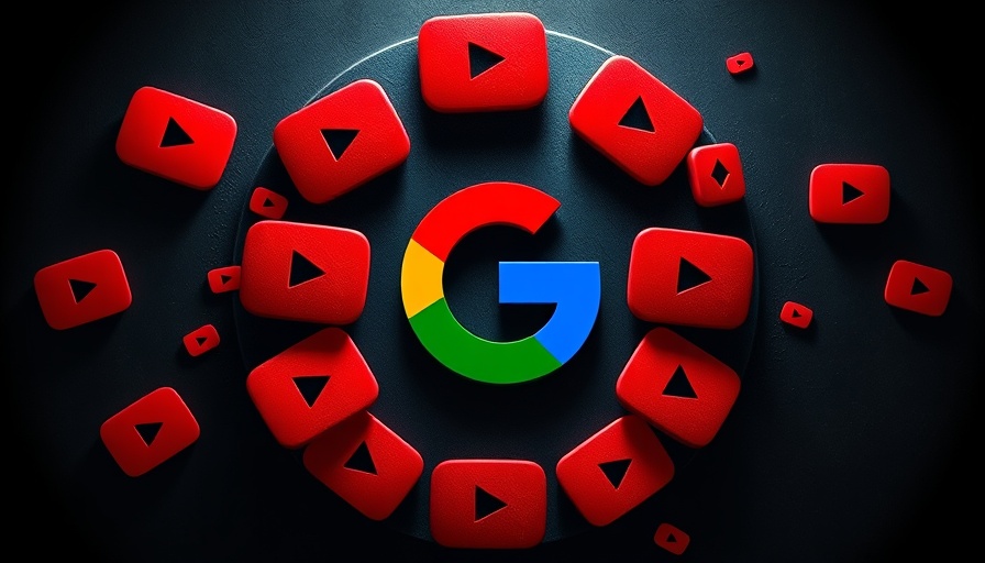 Graphic of Google's G and YouTube icons, textured background.