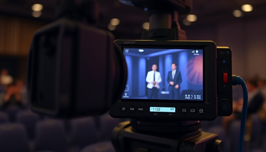 Close-up view of video camera screen highlighting AI-powered video editing.