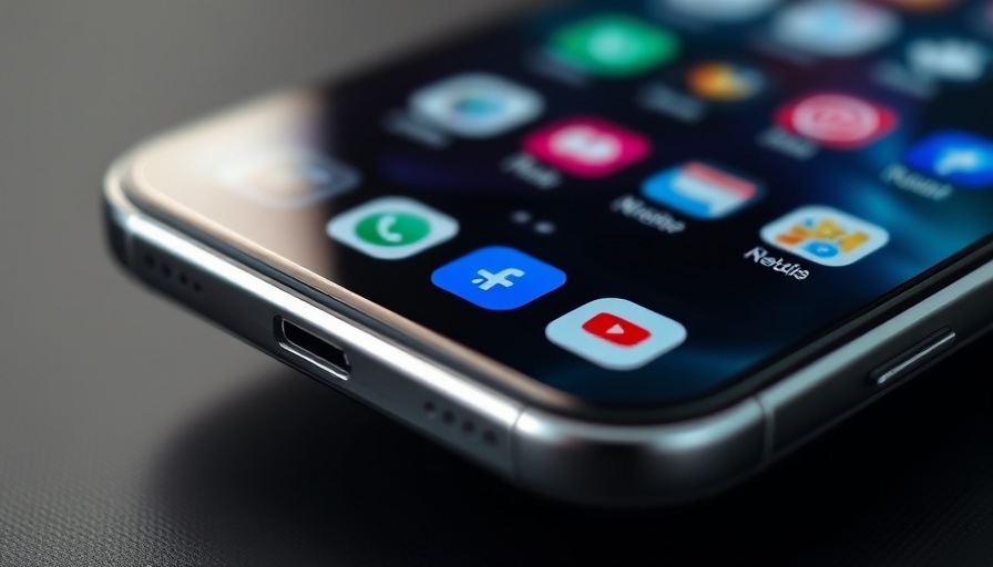 iPhone 17 Air port-free design showcasing app icons and sleek body.