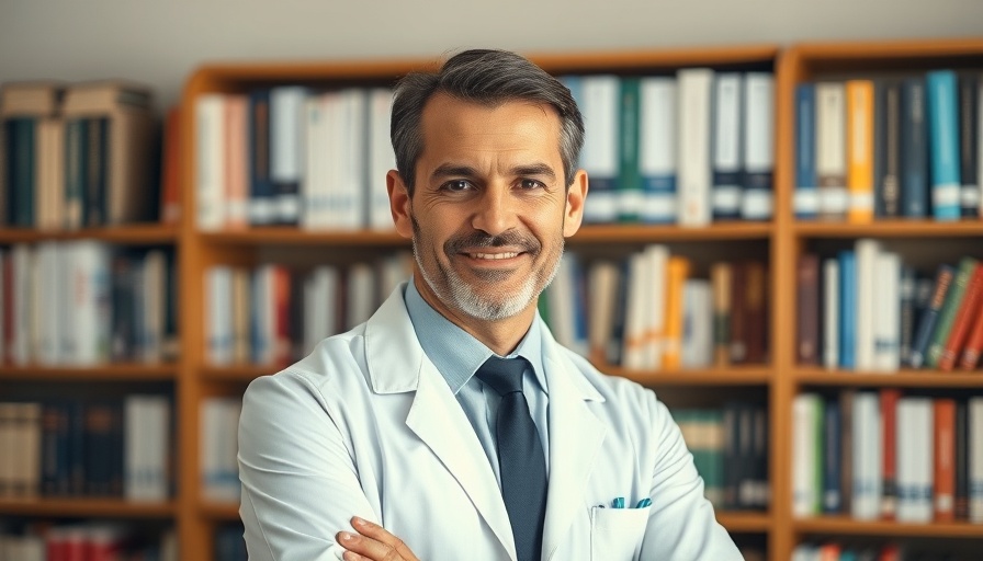 Professional man with bookshelf background, linked to AI algorithm for sleep disorder detection.