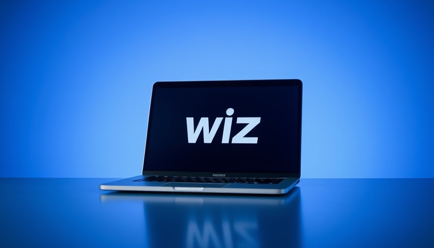 Laptop displaying Wiz logo related to Google Wiz acquisition secure cloud.