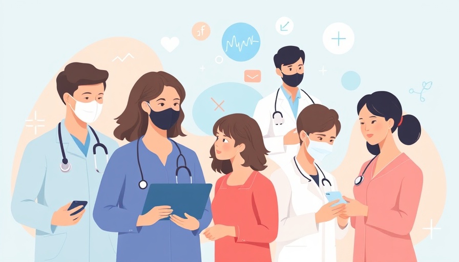 Illustration of Google AI interacting in healthcare queries with diverse doctors.