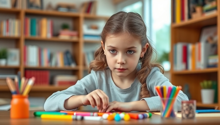 Mindful child arranging objects, enhancing concentration and focus.