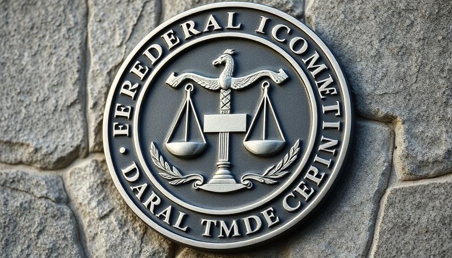 FTC emblem on a stone wall, symbolizing authority.