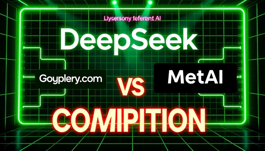 DeepSeek vs. Meta AI digital competition graphic in futuristic style.