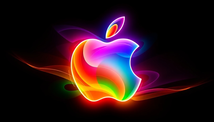 Abstract Apple logo in neon hues, representing Apple Siri Revamp.