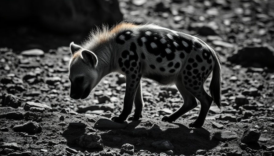 High-contrast hyena silhouette reflecting scale-free theory of intelligent agency.