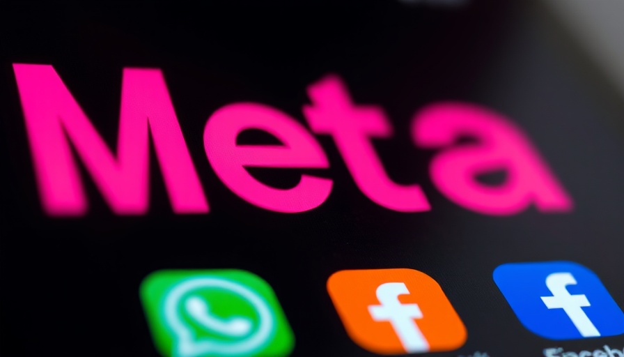 Blurry Meta logo and app icons on dark background.