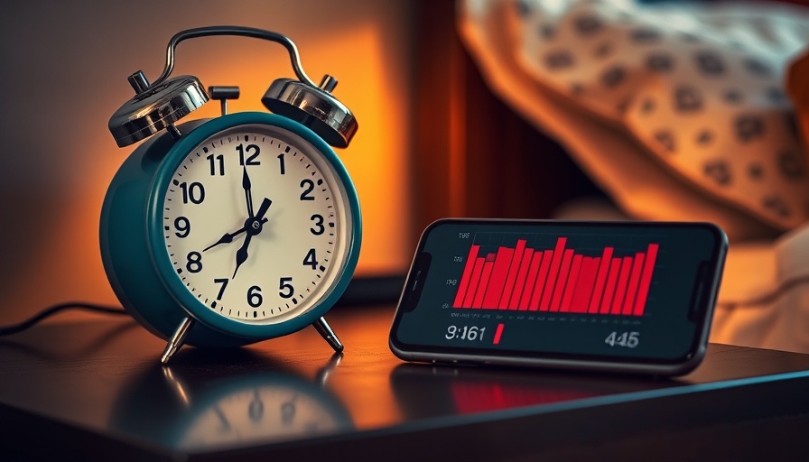 Alarm clock and smartphone on nightstand illustrating impact of screens on sleep.