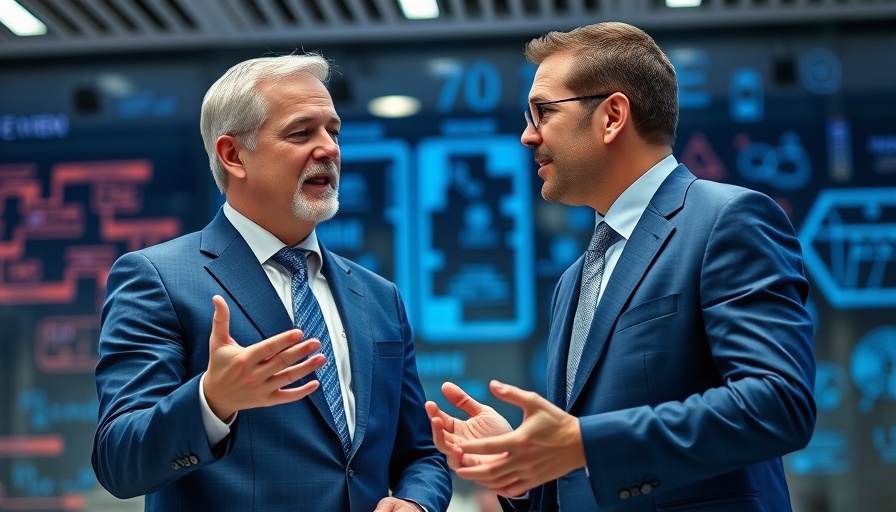 Business leader discussing AI strategies in a modern setting.