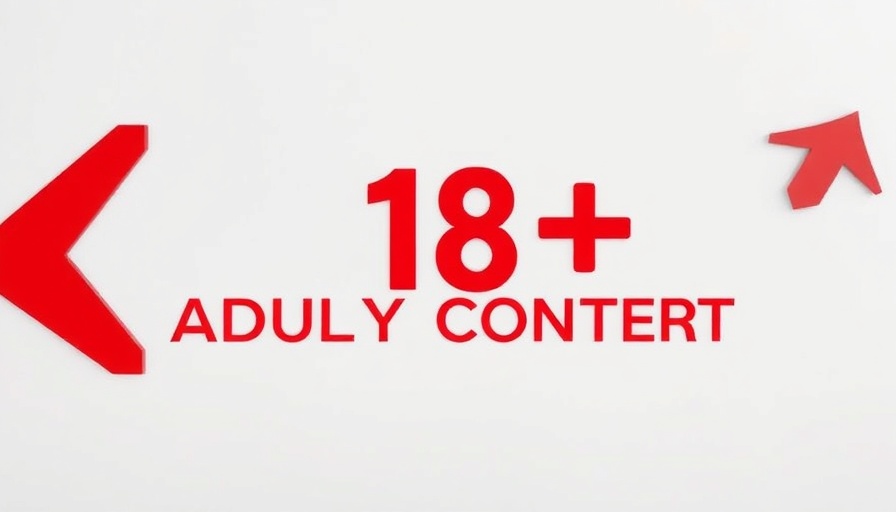 18+ arrows symbolizing adult content with blurred background.