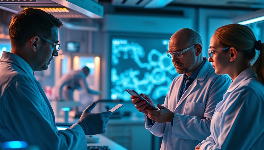 Futuristic lab with scientists in light-driven drug development
