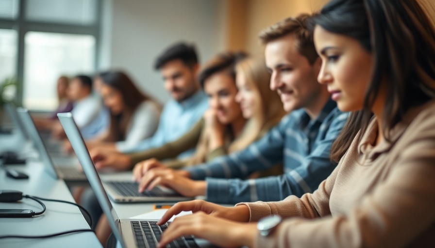 Young adults using laptops in a UK government cyber skills program.