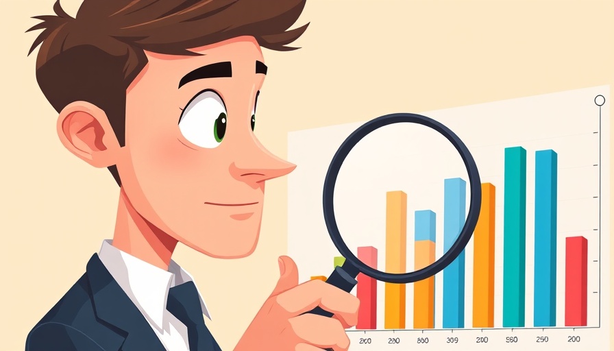 Illustrated businessman analyzing data, depicting Google's March Core Update 2025 impact.