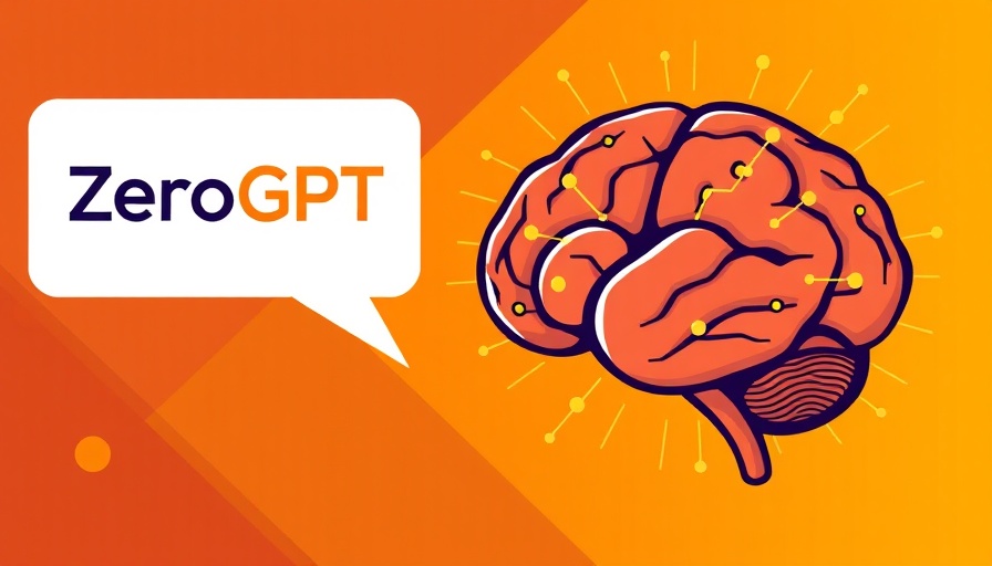 ZeroGPT Review and Pricing illustration with brain and chat icon.