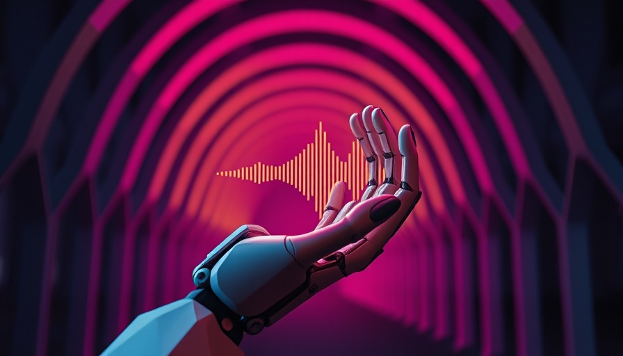 Futuristic AI technology illustration with waveform, showcasing AI voice assistant improvements.