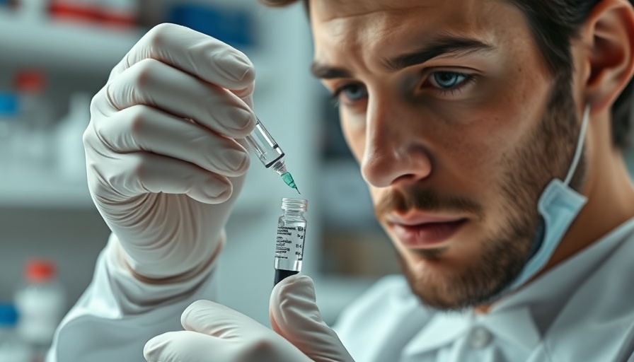 Medical researcher injecting vaccine for coronavirus immunity.