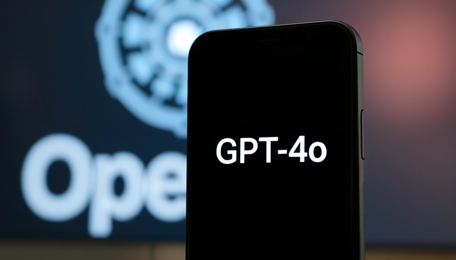 Smartphone displaying GPT-4o in front of OpenAI logo.