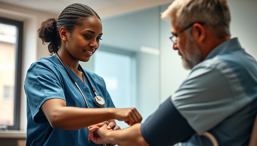 Healthcare worker checks patient's blood pressure, illustrating Montana health care workforce shortage.