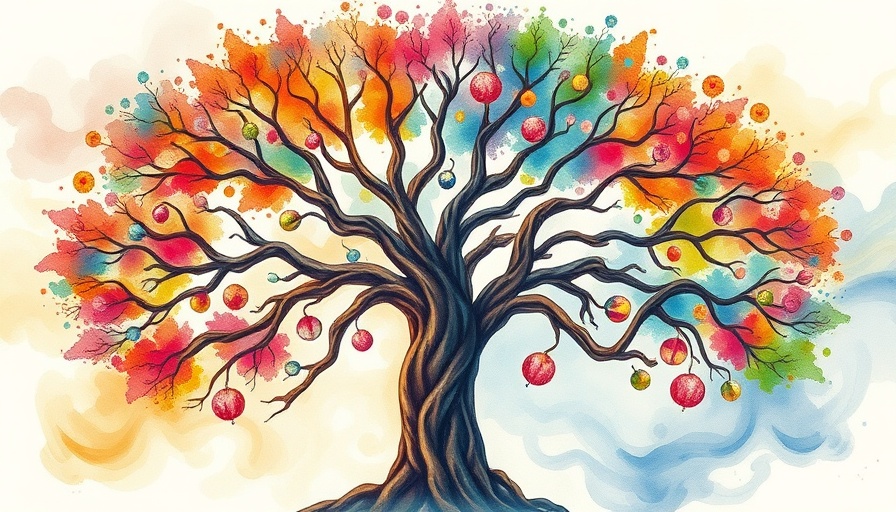Colorful artistic ancestry visualization technique in watercolor style.