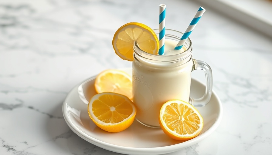 Refreshing Cortisol Cocktail Recipe smoothie with lemon on plate.