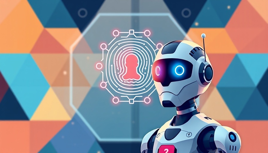 Impact of fake AI ID on businesses illustration with facial recognition and robot