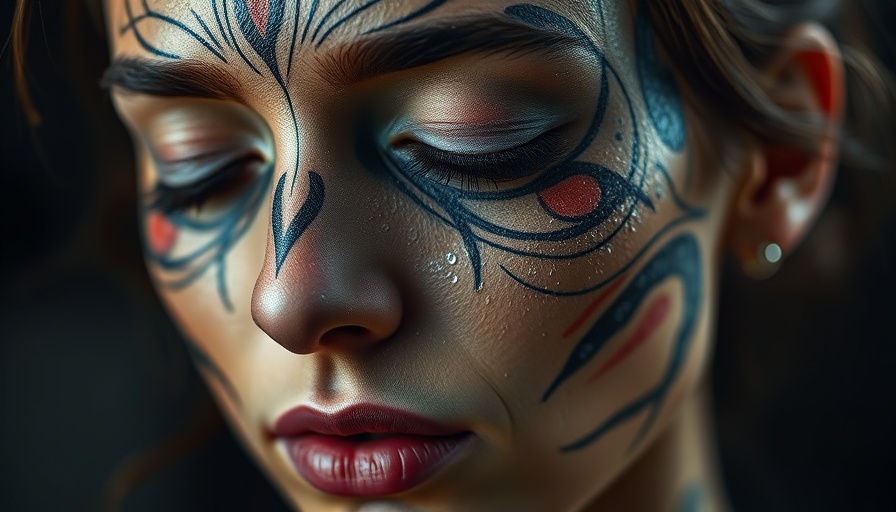 Abstract portrait of woman with painted face for AI storytelling