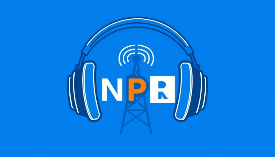 NPR logo with headphones symbolizing audio content