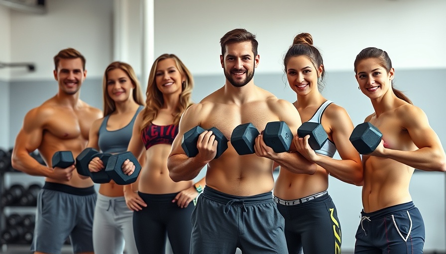 Fit individuals with dumbbells, ready for 30 minute full body workout.