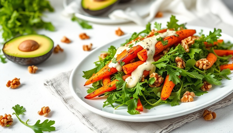 Grilled carrot and avocado salad - seasonal recipes to cook in April.