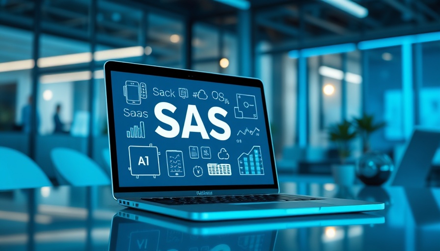 Laptop displaying SaaS concepts in a modern office, representing the monetization engine for AI companies.