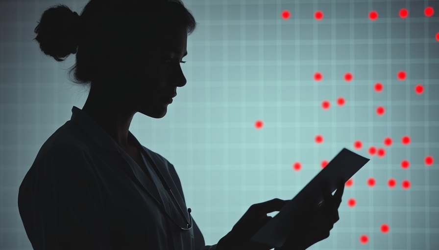 Healthcare worker analyzing measles outbreak data with chart.