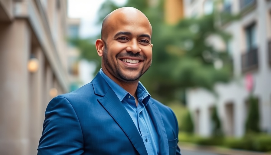 Smiling man in blue suit outside, AI system boosts oncology care