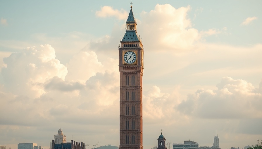 Tall clock tower with cloudy sky and pastel hues, pronatalism in America.