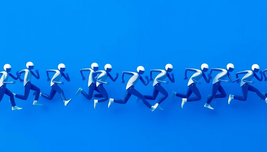 Abstract digital illustration of figures running symbolizing AI competition