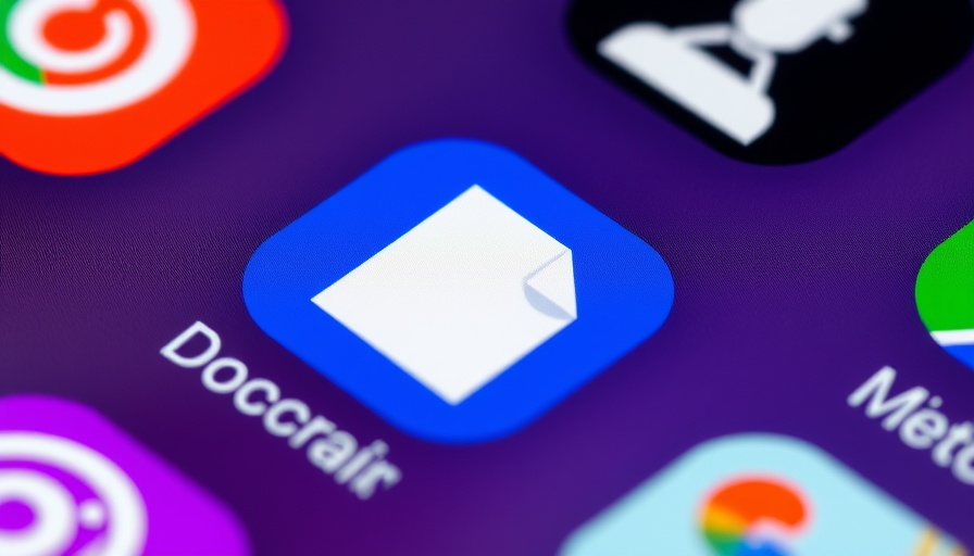 Close-up of Google Docs app icon on smartphone screen, AI voice Google Docs