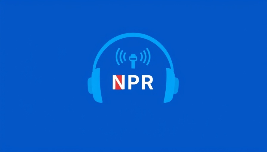 Minimalistic NPR logo in blue background