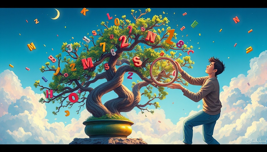 Surreal bonsai tree illustration representing small language models.
