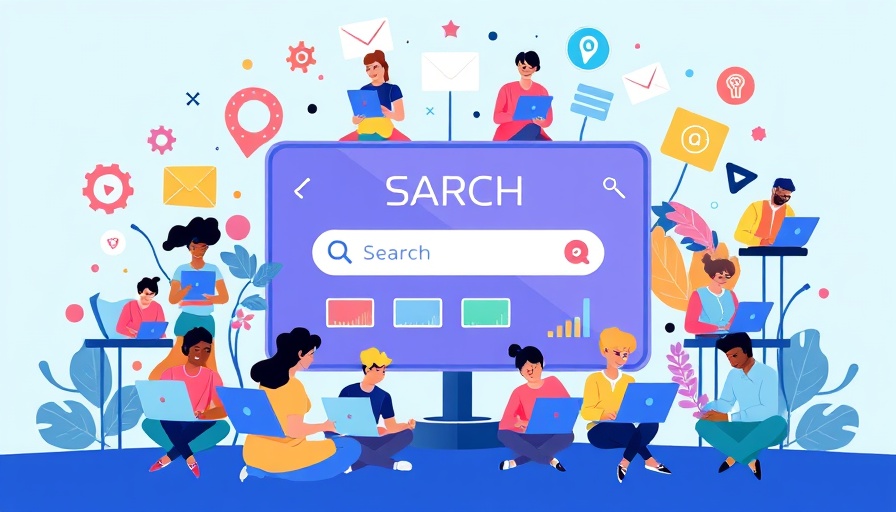 Digital illustration showcasing alternative search engines with diverse users